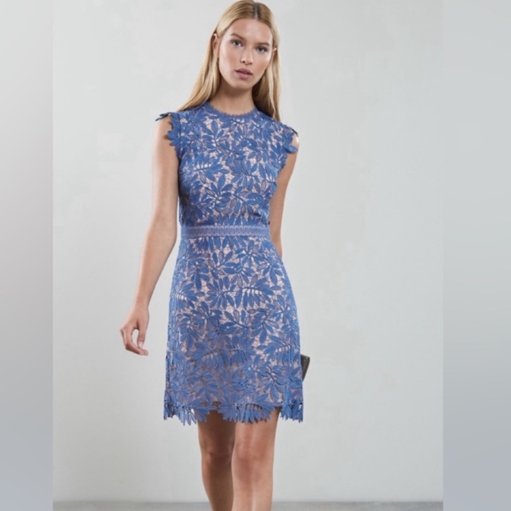 Reiss Leigh’s Blue Floral Lace Mini Dress Size 0